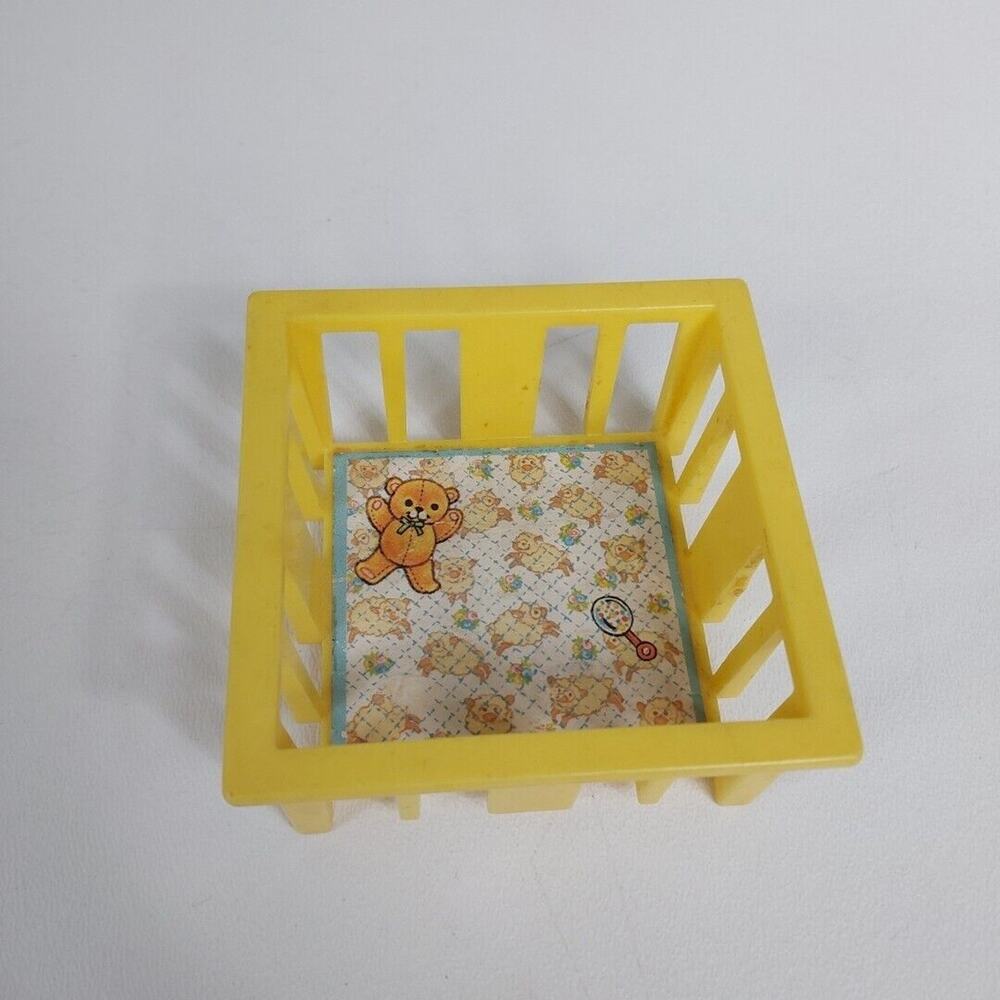Fisher Price Original Little People‎ #761 Yellow Play Pen 1972 teddy bear